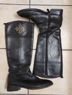 Tory Burch Black Leather Riding Boots